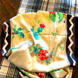 Satin scarf. Cactus with black edge. NWT